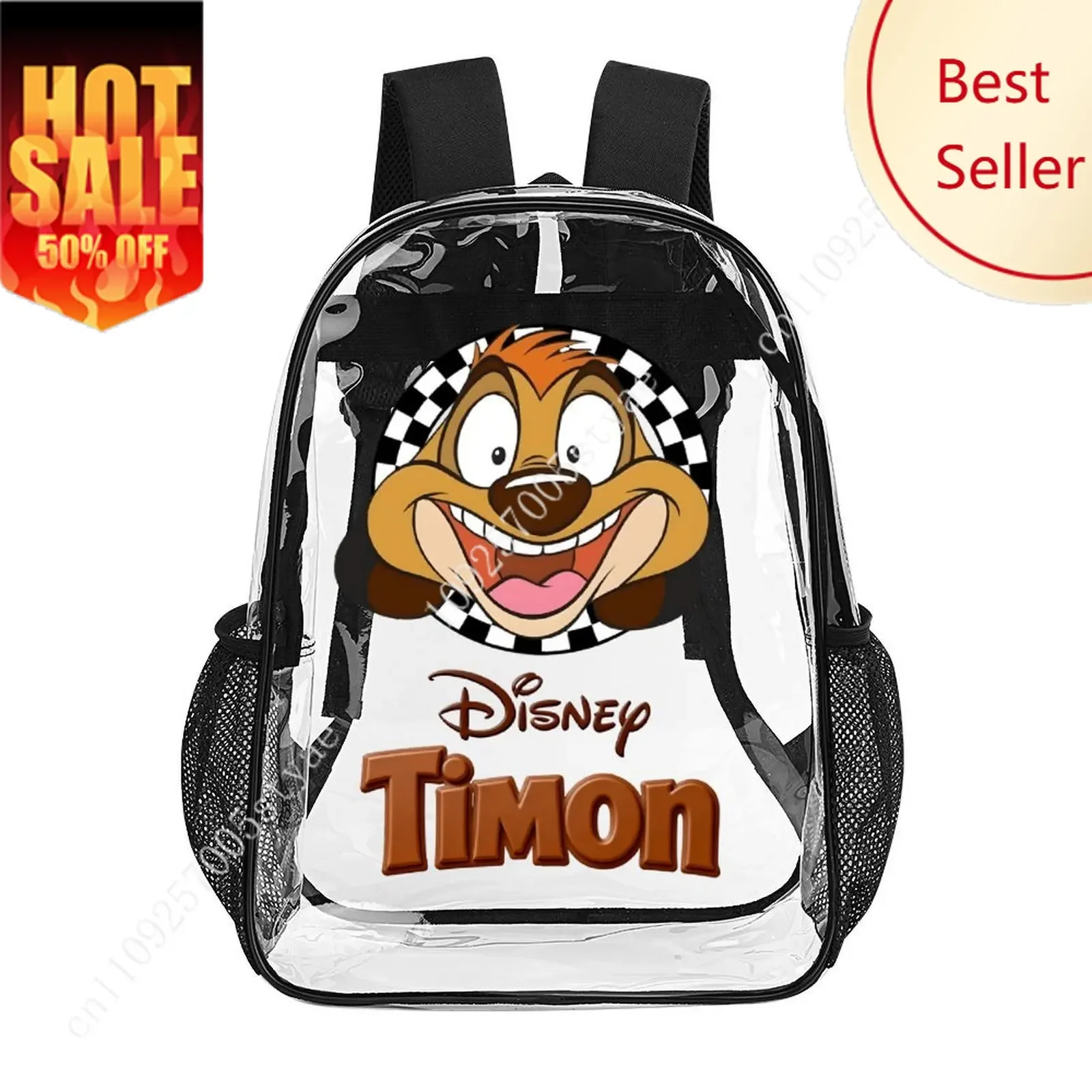 

Timon The Lion King Transparent Backpack Disney Cartoon Decorative Bag Design Your Photo Logo Text Customized Party Holiday Gift
