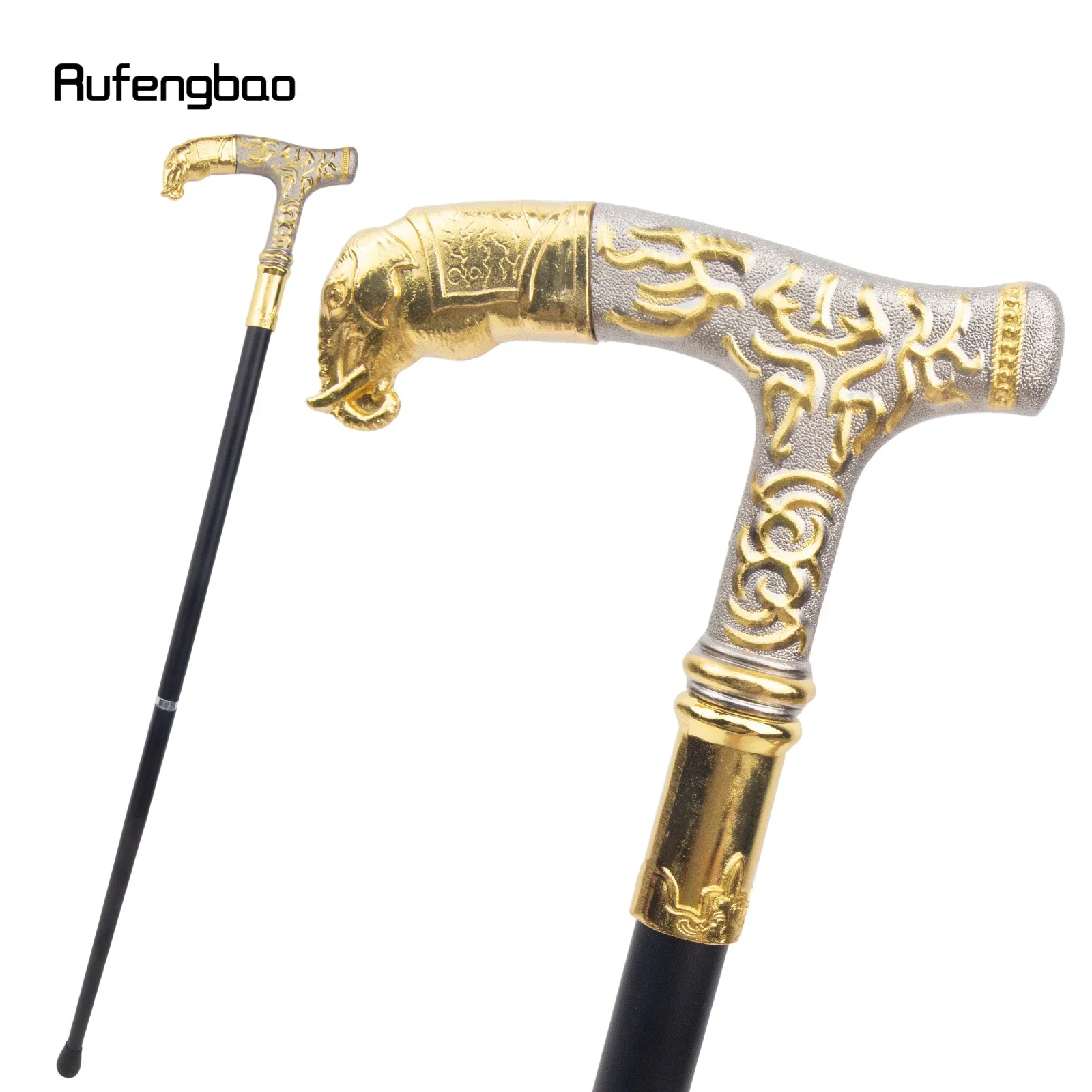 Goldener weißer Elefantengriff, luxuriöses Muster, Gehstock, Party, modisch, eleganter Gehstock, dekorativer Gehstockknopf, Crosier, 93 cm