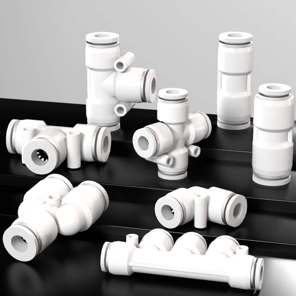 1Pcs White Premium Pneumatic Fitting Pipe Connector PU PLM PZ PE PY PV PM Tube Air Quick Fittings 4mm 6mm 8mm 10mm 12mm