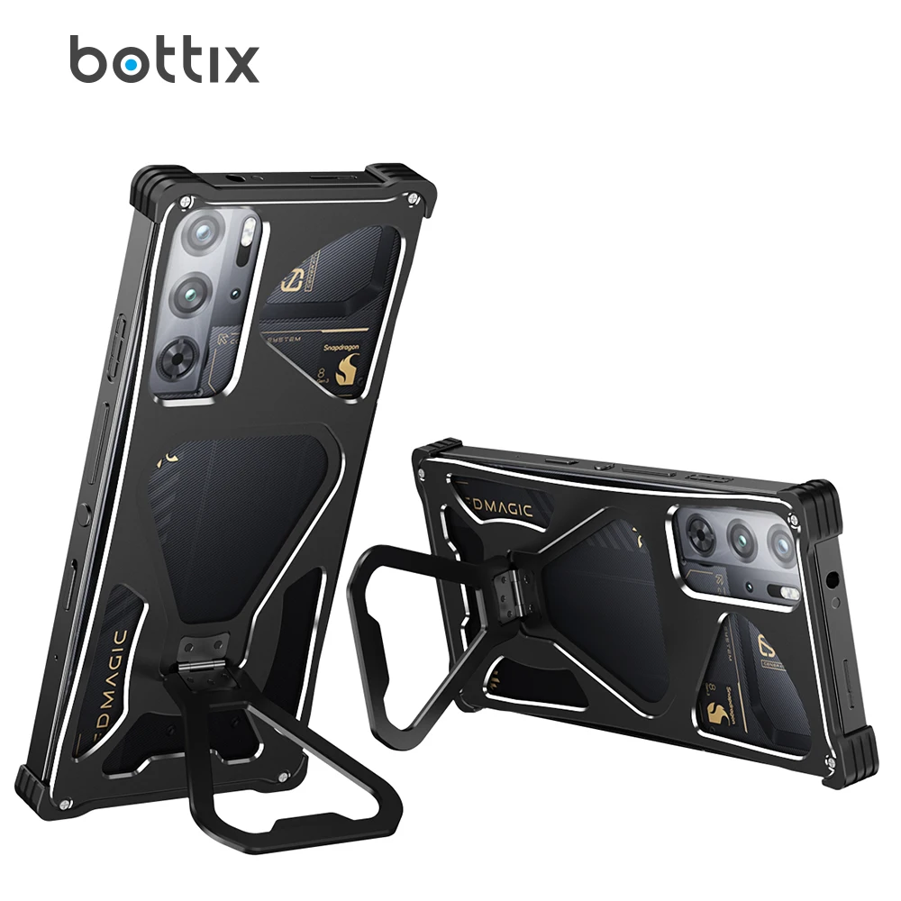 

bottix Metal Case For ZTE Nubia RedMagic 10 Pro+Cover 10S 9S 9 8S 8 Lightweight Rimless Bumper Shell Funda Built-in Bracket