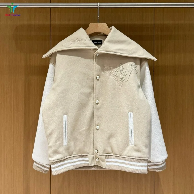 

25SS Men's & Women's Premium Hooded Sweatshirts Loose-Fit Sleeves Leather Embroidery Rhinestone Accents Baseball Jackets