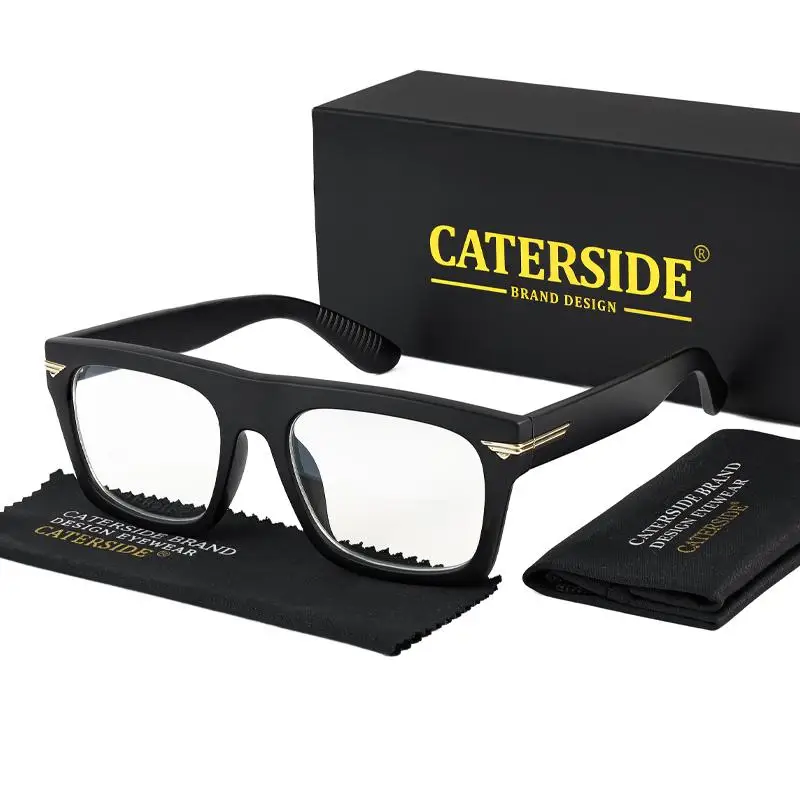 CATERSIDE Männer Anti Blaues Licht Gläser für Platz TR90 Rahmen Ultraleicht Retro Plain Gläser Trendy Myopie Computer Brillen Rahmen – Detail 7