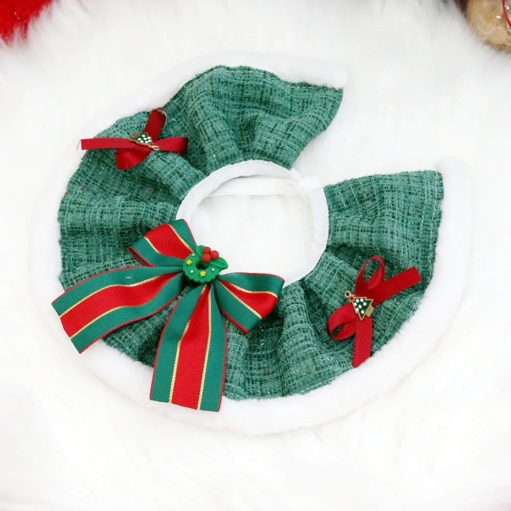 Pet Christmas Collar Hat Christmas Set, Pet Christmas Hat Dog Bib Cat Accessories Dog Accessories for Small Dogs