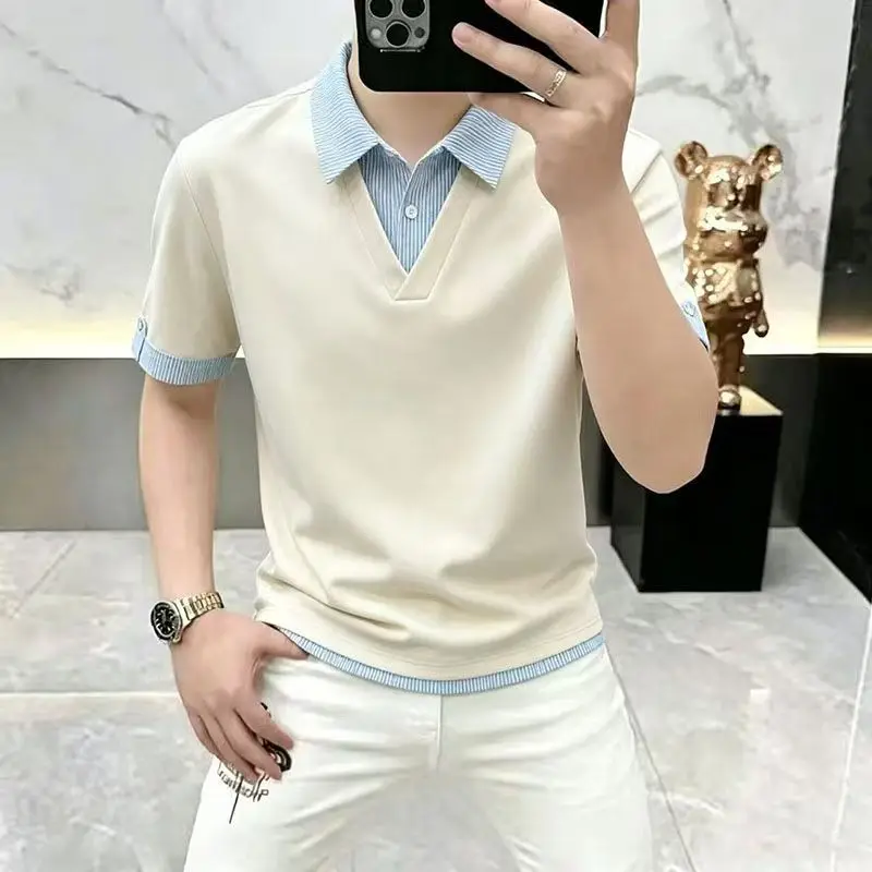2026 Summer Men's Two-Piece Polo Shirt Fashion Casual Short-Sleeved Collar T-shirt