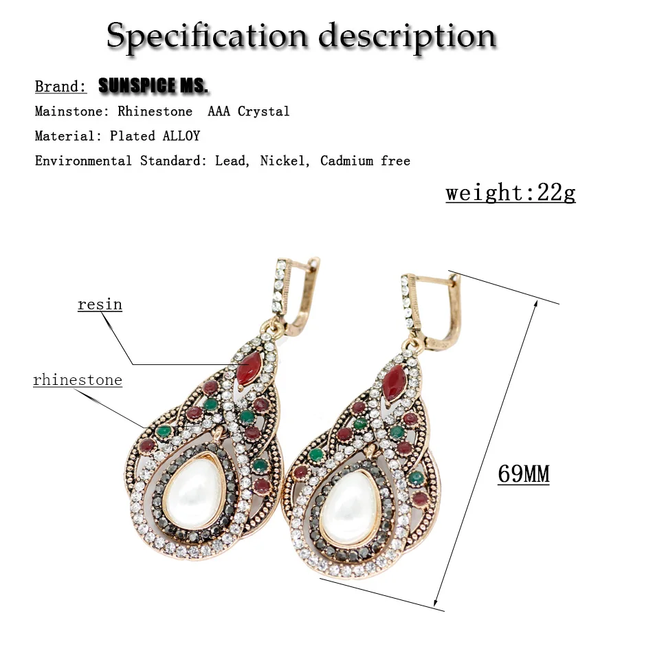 Sunspicems Bohemia Rhinestone Drop Earring Gray&White Crystal Bohe Women Bride Wedding Jewelry Tulip style Turkish Earring Gift