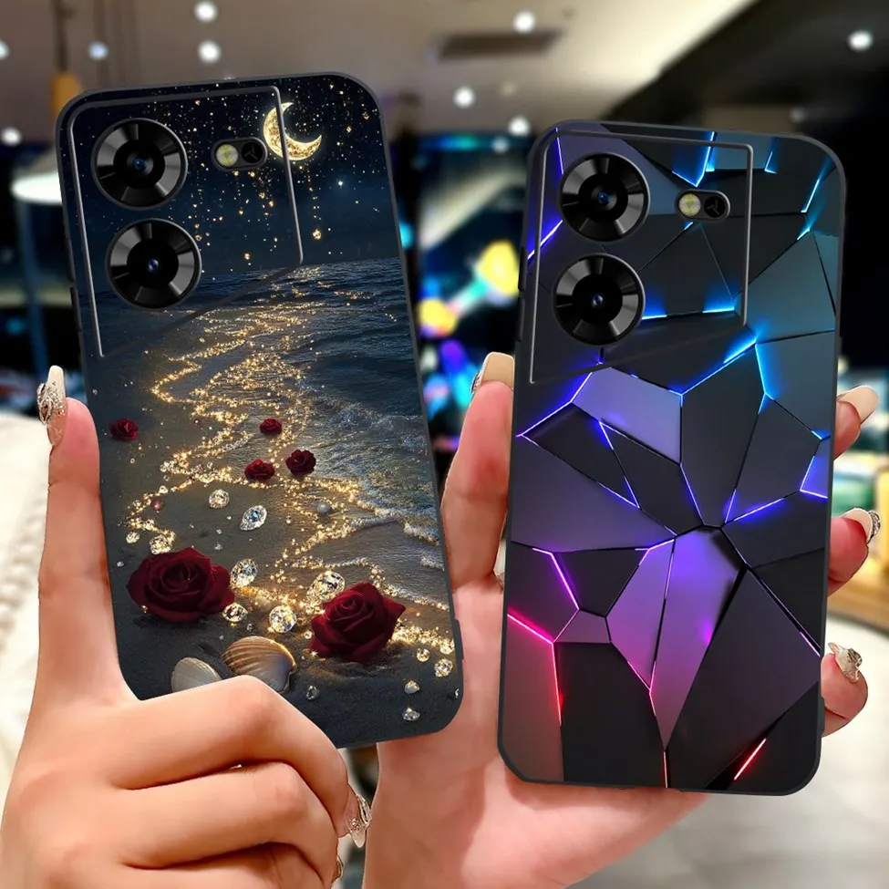 غطاء لهاتف Tecno Pova 5 حافظة LH7n من السيليكون اللطيف على شكل قطة على شكل زهور فاخرة مطلية لهاتف Techno Pova 5 حافظة هاتف ممتصة للصدمات