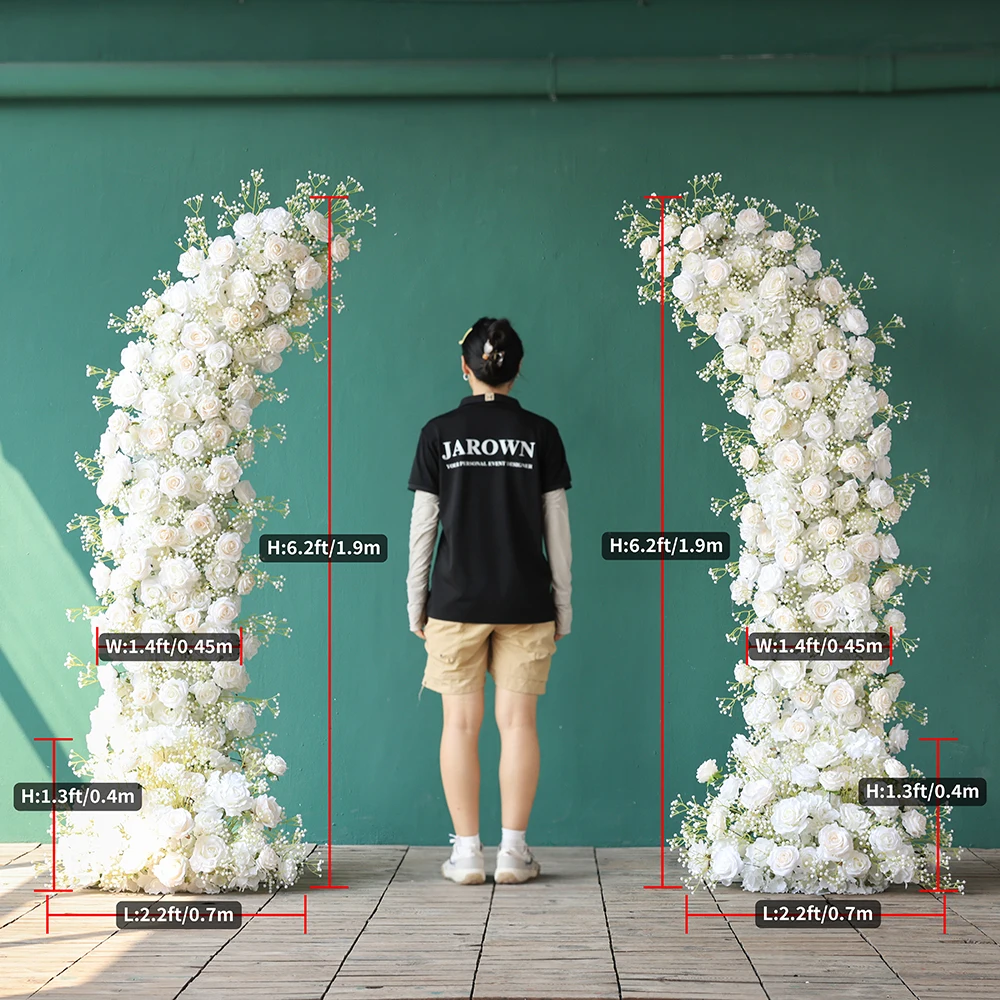 

Artificial Floral Arrangement for Wedding Babys Breath Rose Flower Runner for Horn Arch Stage Backdrop Decorations Customized