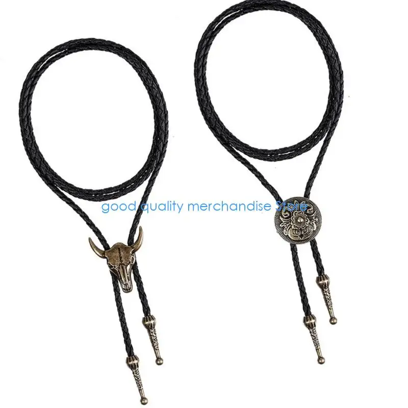 Y5JD Fashion Cow Head من جلد البولي يوريثان، إكسسوار رقبة بتفاصيل ربطة عنق أنيقة مثالية للارتداء اليومي والهدايا