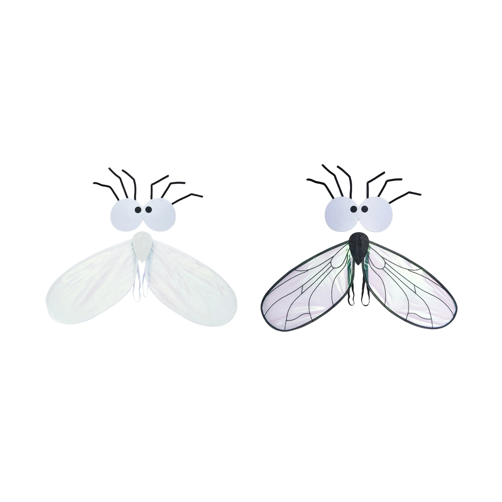 Fly Costume Accessories 2 Piece Set Halloween Iridescent Fairy Wings and Googly Eye Glasses for Women