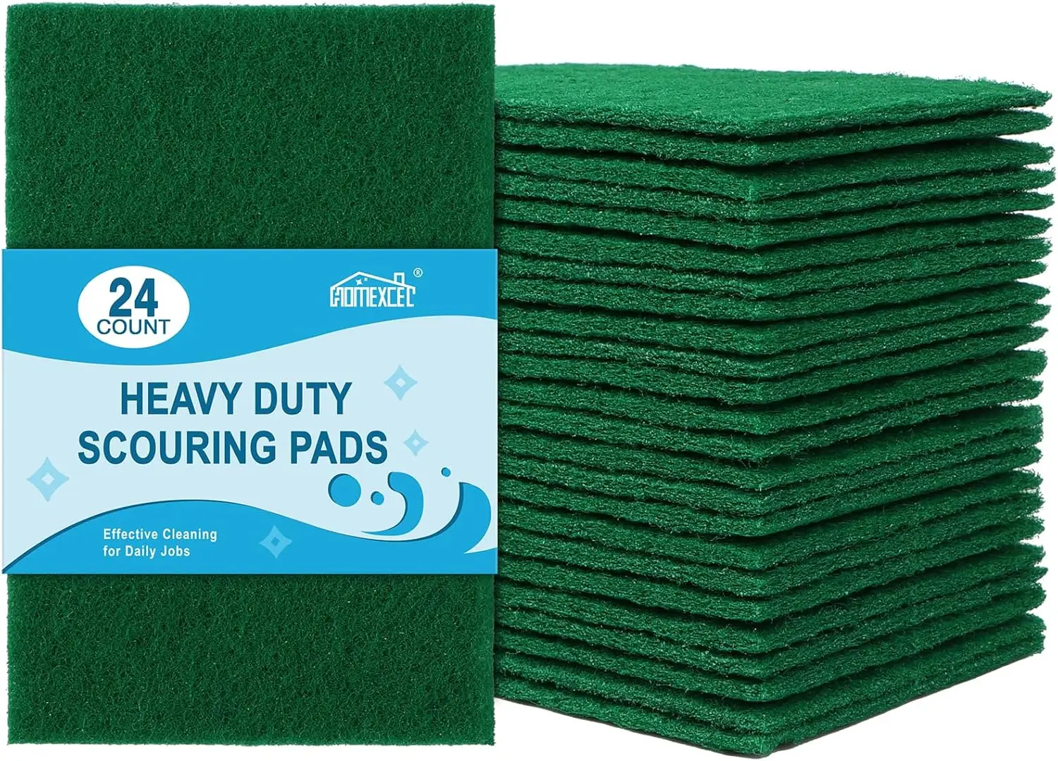 

24 Pack Green Heavy Duty Scouring Pads Reusable Multipurpose Dish Kitchen Grill Cleaning