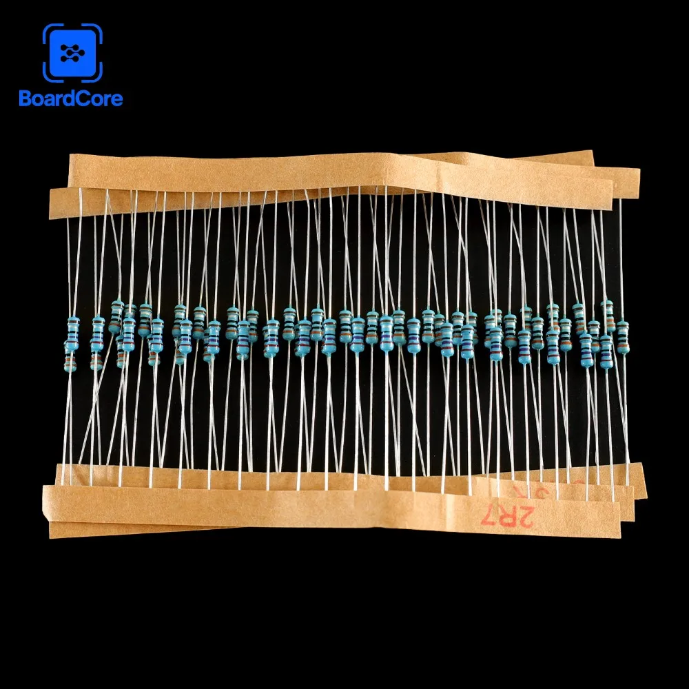 120PCS Resistor Film Logam 1/4W 1% Ohm Kit Resistansi 2ohm 2.2ohm 2.4ohm 2.7ohm 3ohm 3.3ohm Set Resistor Perbaikan Airbag Mobil