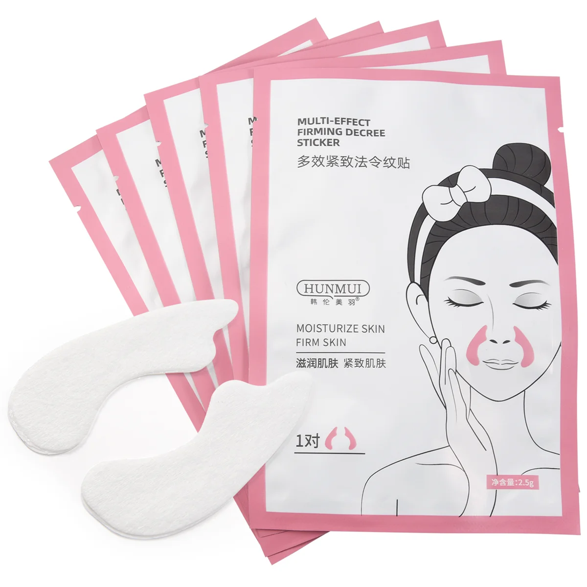 5 Paar Fronslijnen Verwijdering Patch Nasolabiale Plooien Anti-Rimpel Masker Anti-Aging Stickers Hydraterende Verstevigende Gezicht