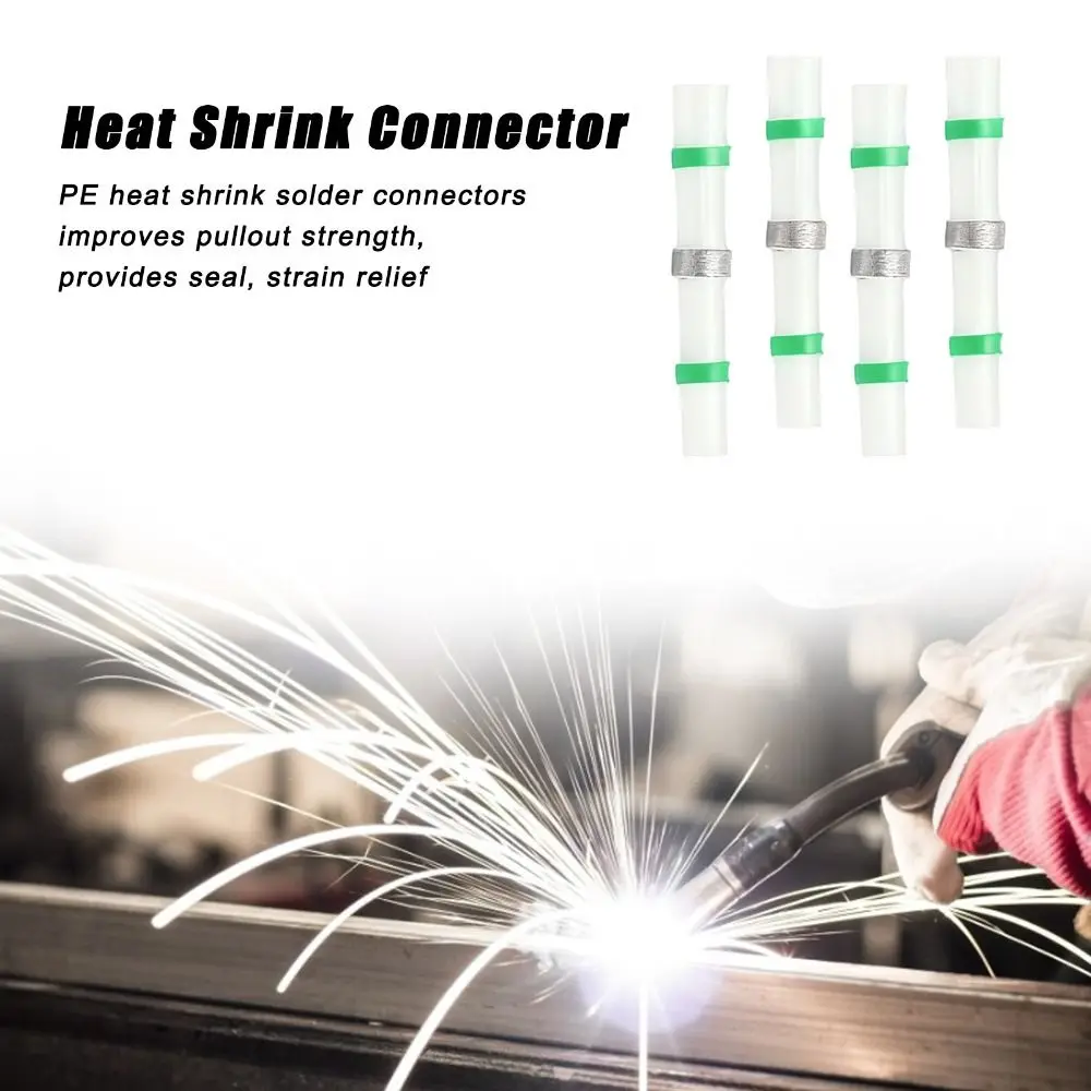 50Pcs Heat Shrink Solder Connector Seal Butt Wire Terminal Sleeve Tubing Waterproof