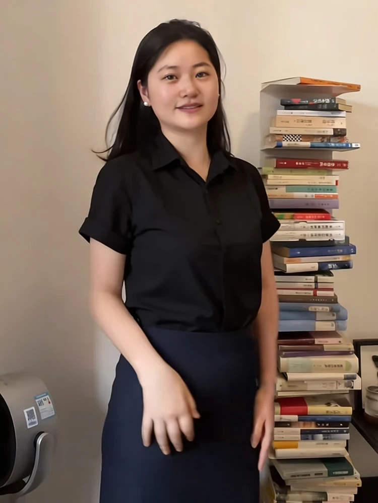 Women's Black Chiffon Short Sleeve Shirt Summer Anti-Light Wrinkle Resistant Breathable Professional Office Carefree Blouse