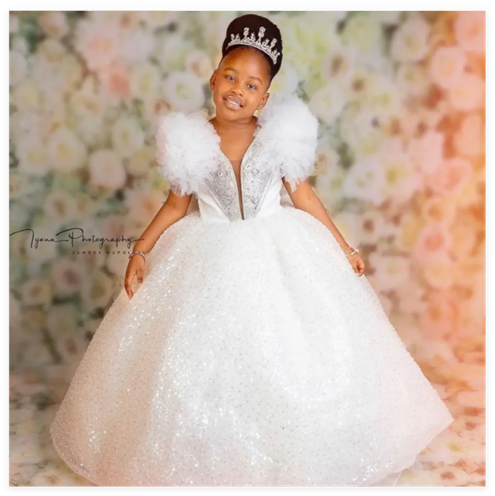 

Flower Girl Dresses Luxurious Lace Floral Appliques For Wedding Prom Party Pageant Gowns