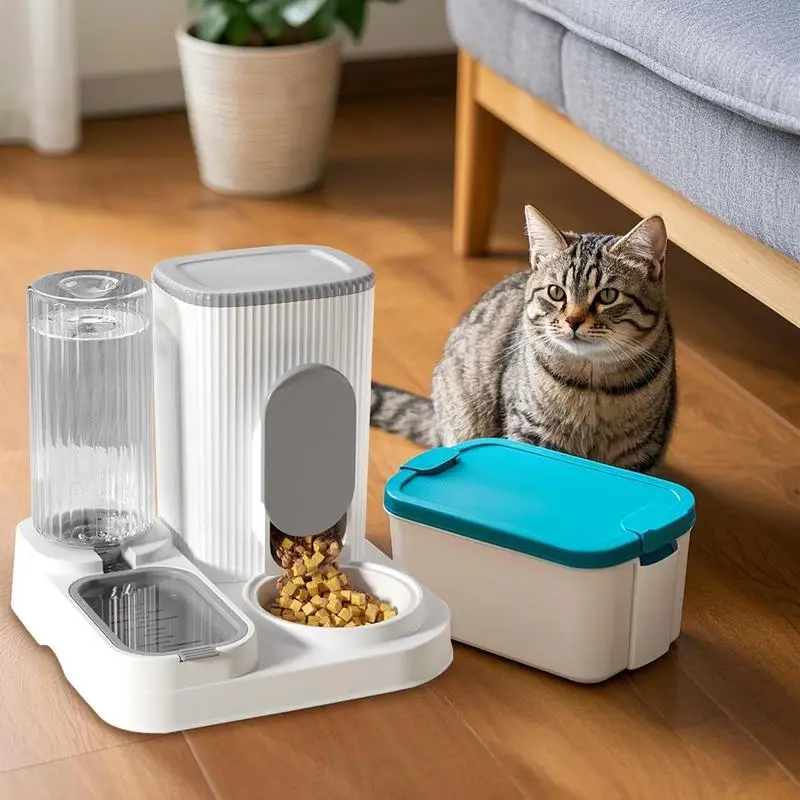 

Auto Cat Feeder Cat Food Feeder And Water Dispenser Large Capacity 2 In 1 Pet Supplies With Removable Food Bowl Water Bowl For