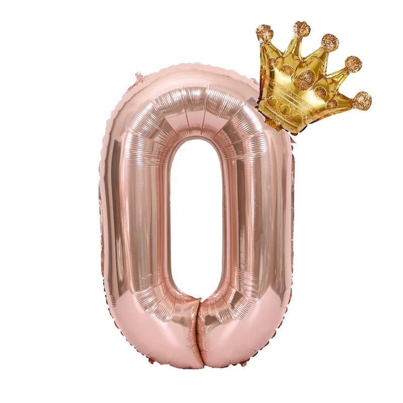 1 STÜCK 32 Zoll Roségold Krone Digitale Zahlenfolienballons Prinzessin Geburtstag Dekoration Party Hochzeit Weihnachten Zahlenballon Anniv