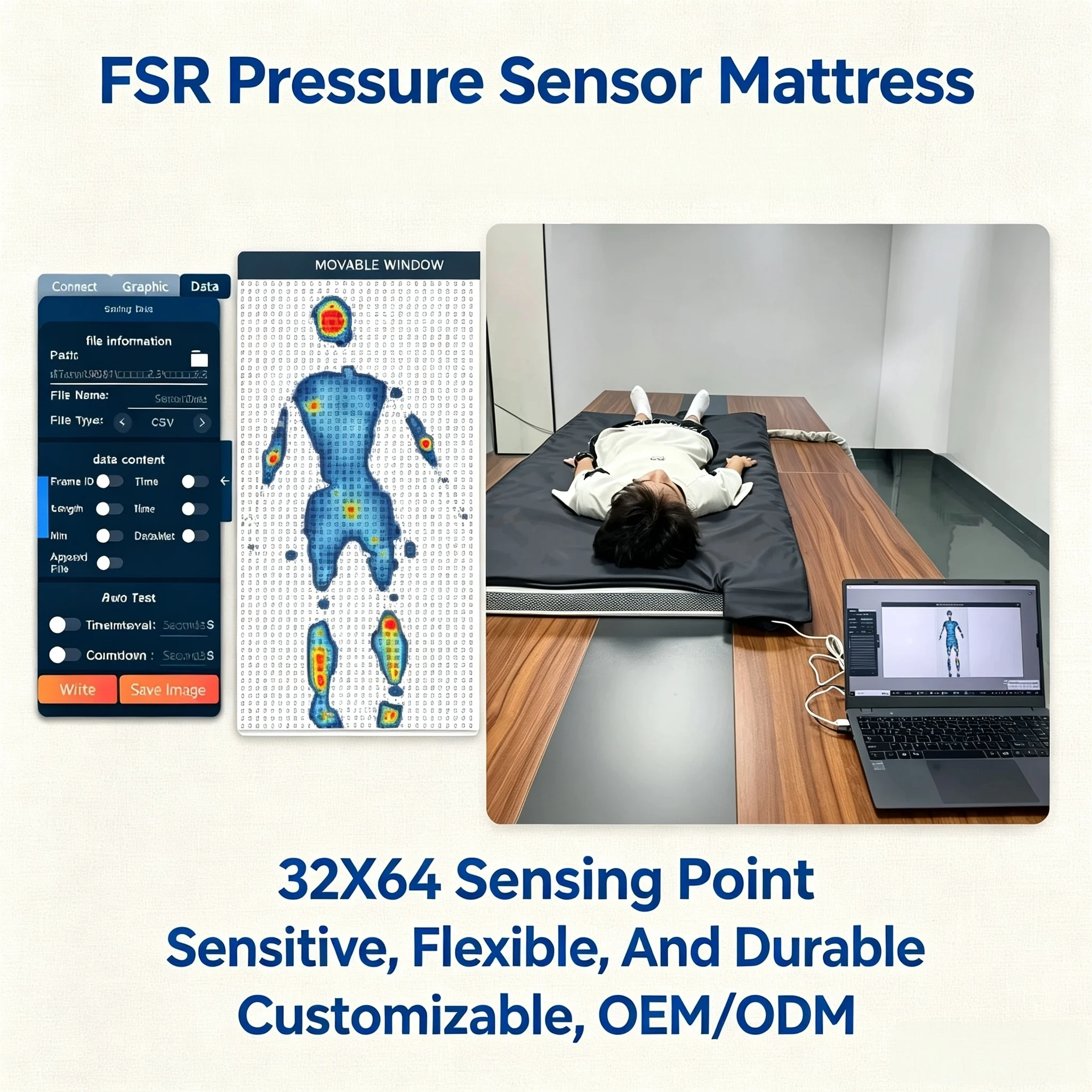 Maxrays MR-560 High-Precision Thin Film FSR Pressure Sensor 0.15% Accuracy 1800x800mm 1ms Response Time Plantar Pressure
