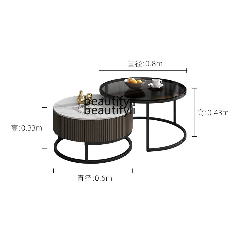 

Modern Living Room Stone Plate TV Cabinet Simple Small Apartment Coffee Table TV Cabinet