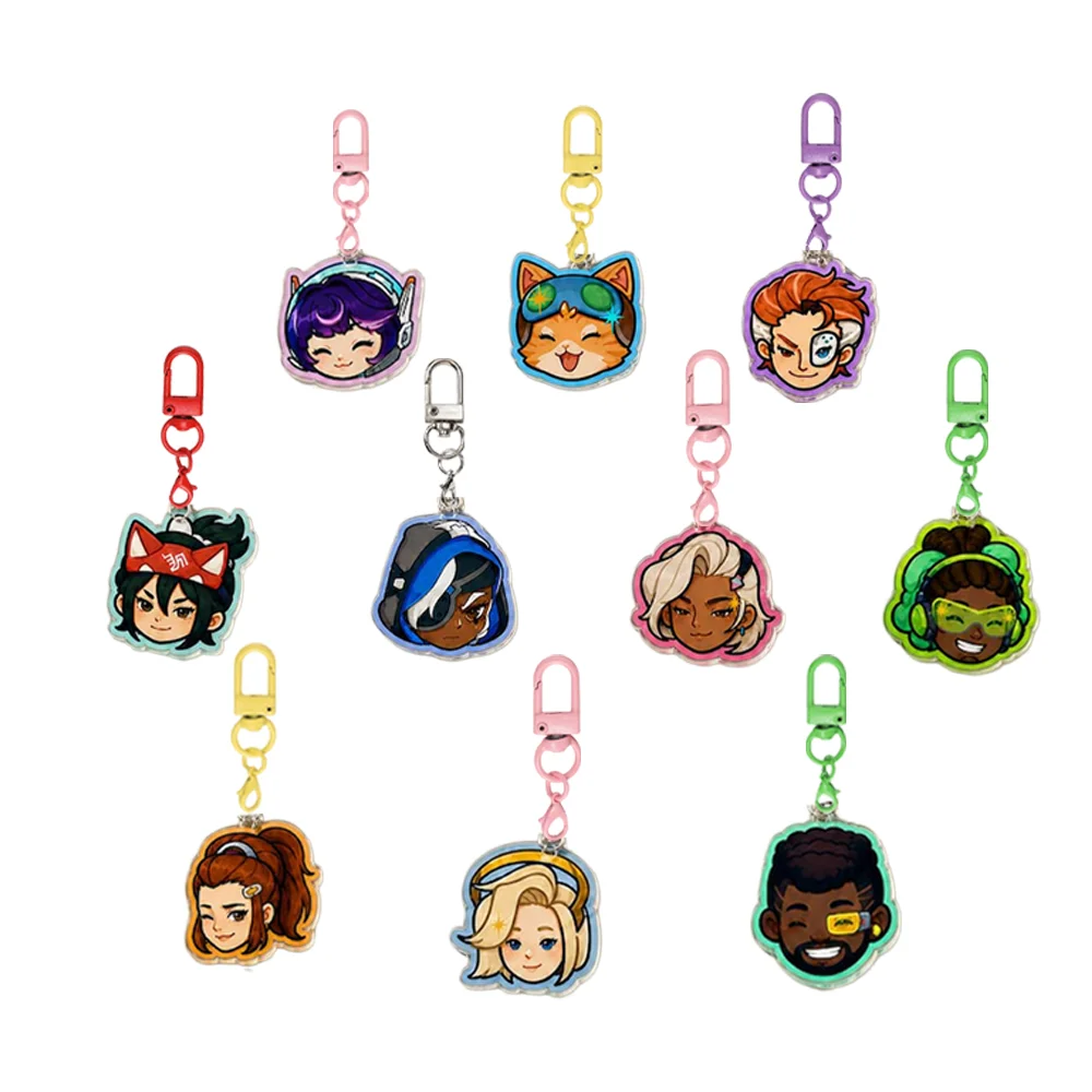 for Overwatch 2 Game Kiriko Ana Baptiste Brigitte Echo Mercy Symmetra Acrylic Keychain Backpack Decoration Pendant Festival Gift