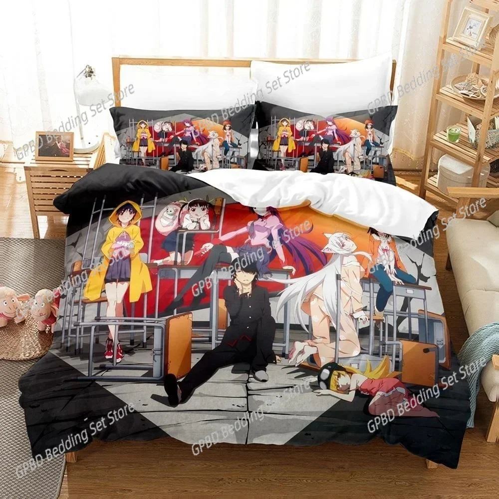 Anime Monogatari Series 3D NEW Duvet Cover Pillowcase Bedding Set Adult Boy Girl Bedroom Decoration Children Single Double Large
