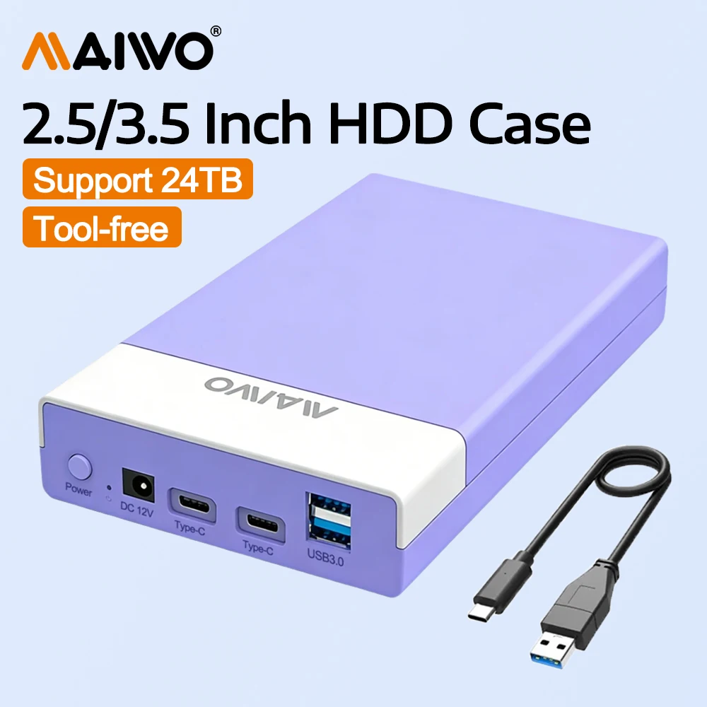 

MAIWO HDD Docking Station 2.5/3.5 Inch HDD Case for 2.5 3.5 SSD Disk Case HDD Box Hard Drive Enclosure with USB Hub Function
