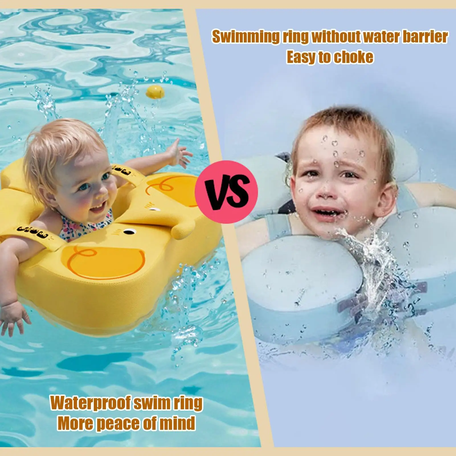 Anel de água de segurança para bebês, flutuador de piscina não inflável, elefante, anel de flutuabilidade ergonômico, brinquedo portátil, dispositivo de flutuação para piscina