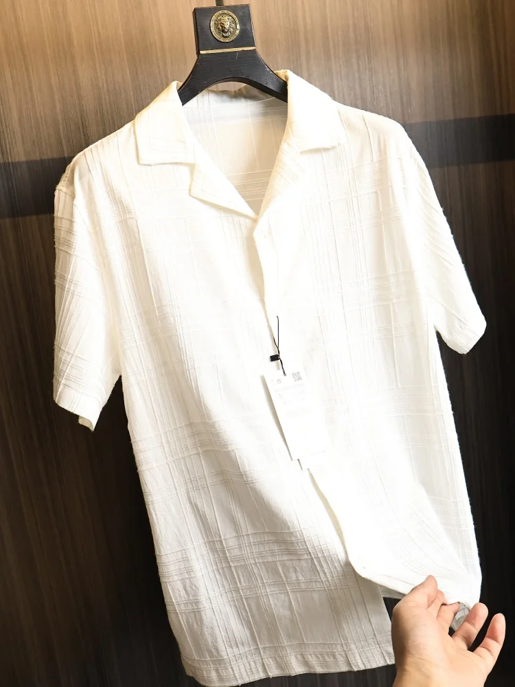 Casual Loose Cuban Collar Short Sleeve Men's Shirt Breathable Anti-Wrinkle Fashionable Urban Style Summer Fashion Shirt