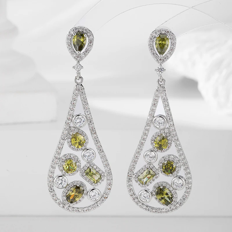 

SENYU Multi-element Purple Waterdrop Egg Shape Geometric Stone Drop Earrings High Quality Women Wedding Bride Party JewelryGifts