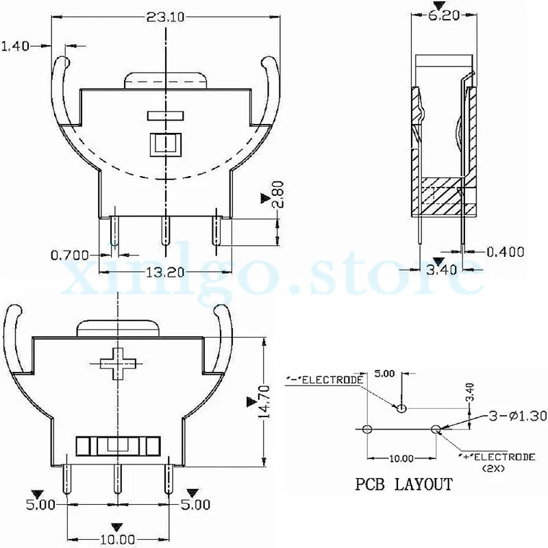 10 sztuk BS-5 czarne plastikowe CR2032 3V półokrągłe ogniwo bateria moneta uchwyt na wtyczkę moduł skrzynki na baterie pionowe Inline 3 Pins