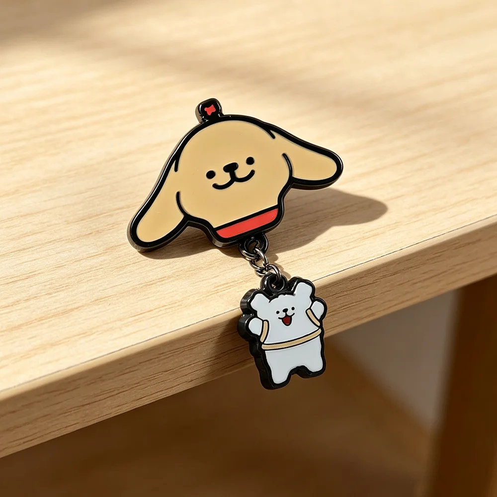 Malteser-Emaille-Pins mit Kette, Niedliche Welpen-Broschen, Kawaii Golden Retriever Metall-Abzeichen, Rucksack-Anstecknadel, Geschenk für Fans – Detail 10