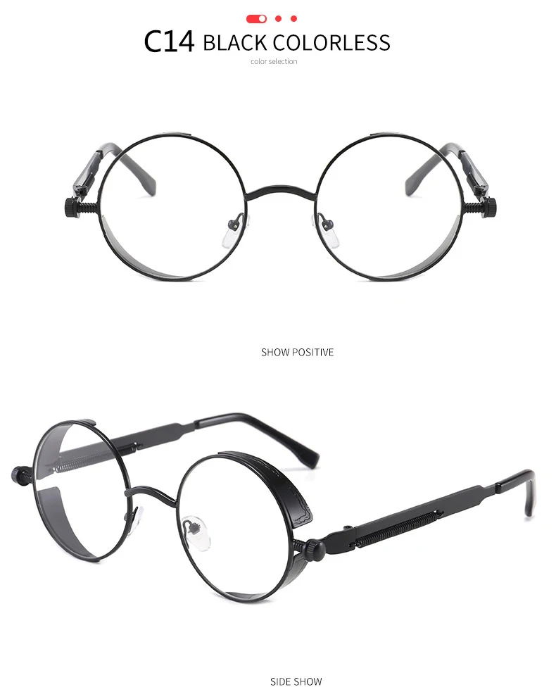 BOYSEEN 2025 Vintage Steampunk Sonnenbrille Frau Männer Runde Luxus Metall Retro Sonnenbrille Hiphop Stil Brillen UV400 – Detail 24