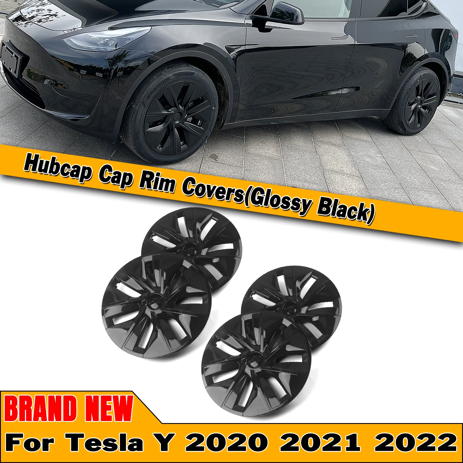 4pcs/set 19'' Hubcaps Wheel Hub Cap Cover For Tesla Model Y 2020 2021 2022-2024 4 Door LR-09773 Gloss/Matte Black Tire Tyre Rim