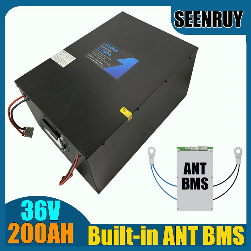 LFP 36V 200AH Lifepo4 Battery with ANT BMS 200A 250A 340A for RV Electric Wheelchair Portable Power Station