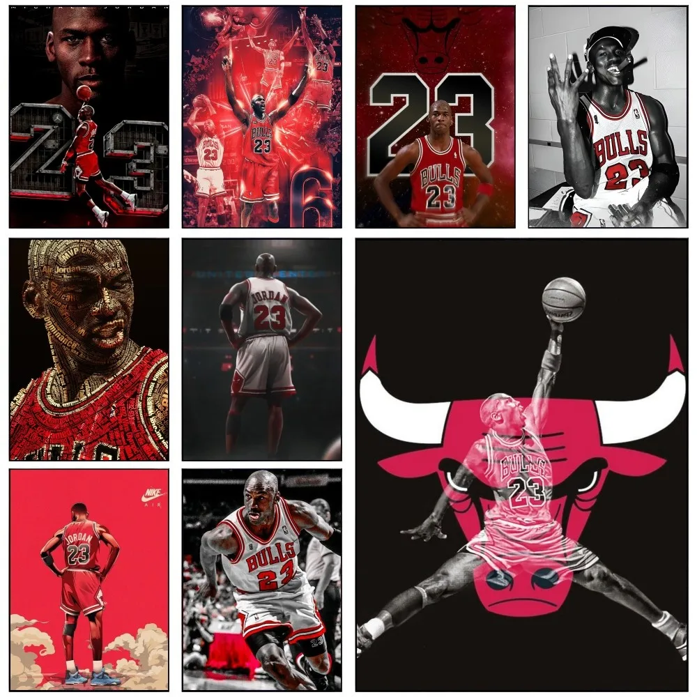 1PC M-Michael J-Jordan Poster Self-adhesive Art Waterproof Paper Sticker Coffee House Bar Room Wall Decor