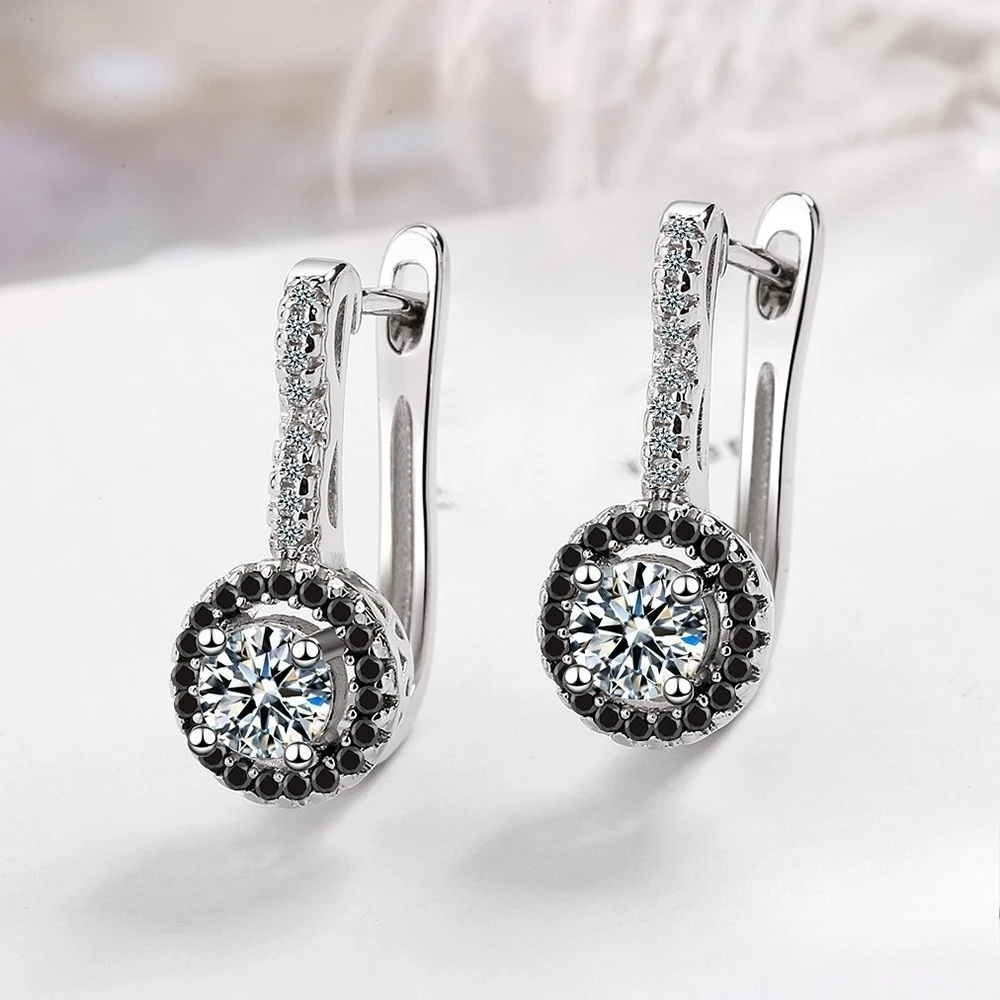 Neue 925 Sterling Silber Ohrringe 5A Zirkon Edle für Frauen Luxus Hochzeit Schmuck Elegante Weibliche Accessoires Mode Geschenk Party