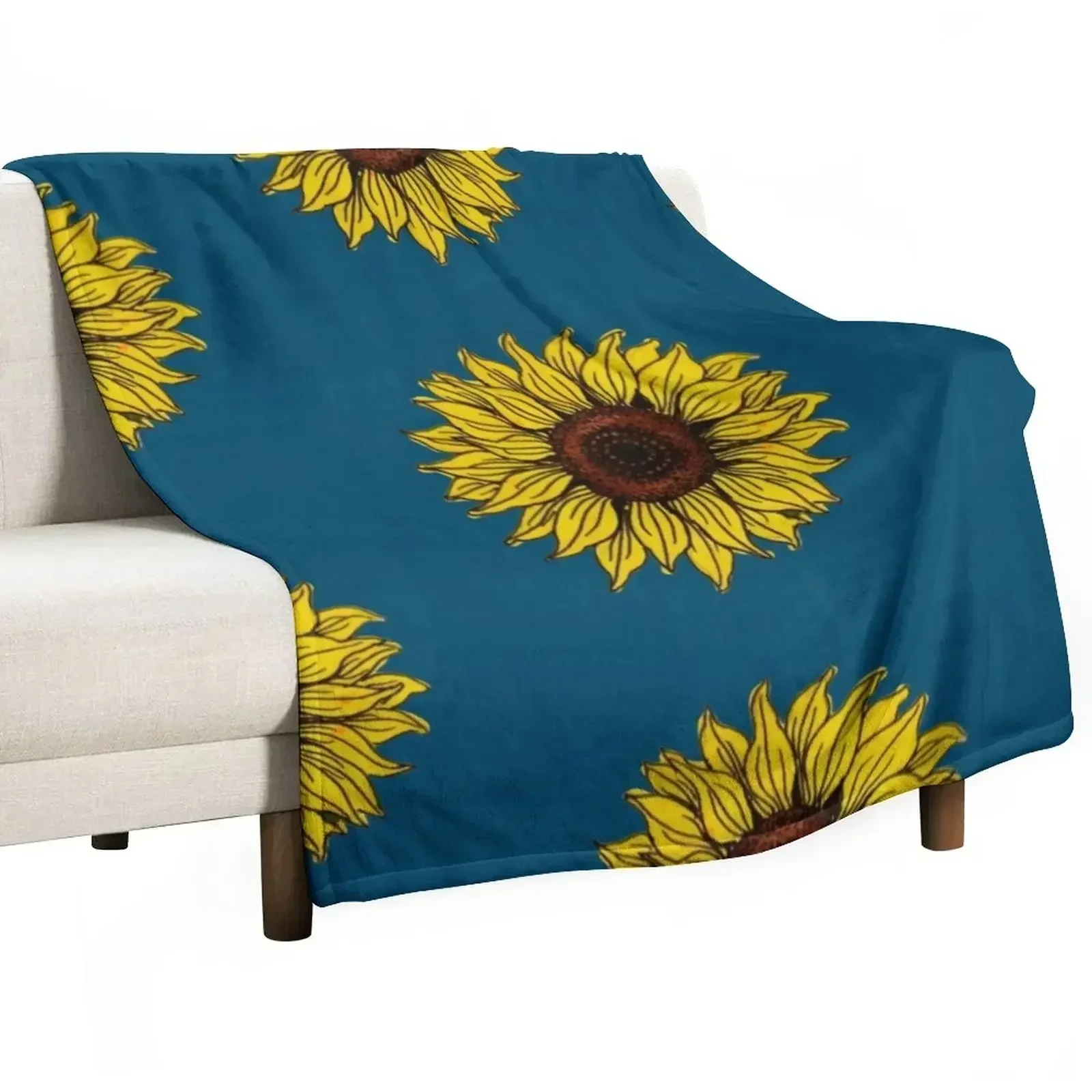 Watercolor sunflower Throw Blanket Soft Big Stuffeds Plaid Plaid on the sofa Thermal Sofa Quilt Blankets
