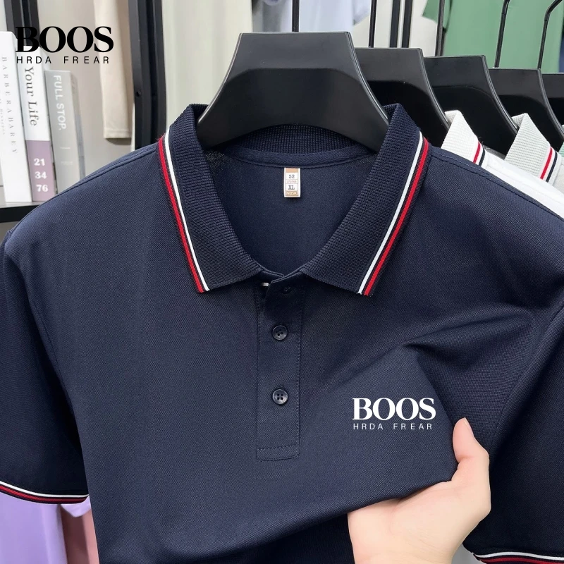 New summer high-quality short sleeved polo shirt for men, fashionable, casual, breathable, sweat absorbing, versatile top