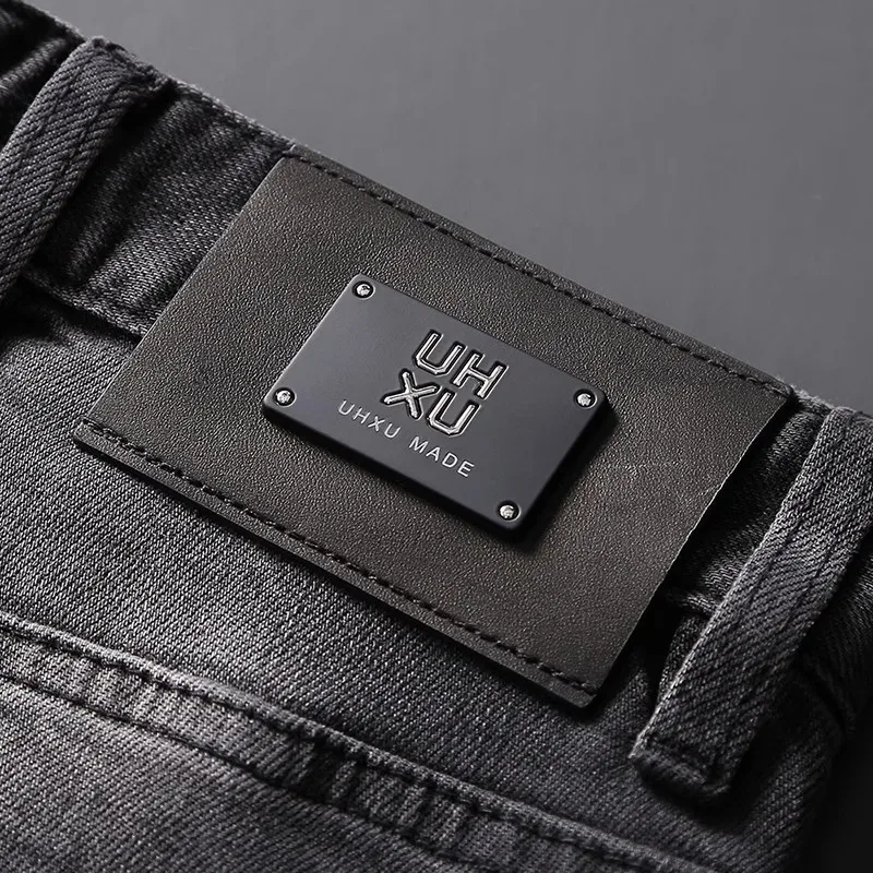 Street Style Fashion Men Jeans Retro Black Gray Stretch Slim Fit Spliced Designer Biker Jeans Homme Hip Hop Denim Pants Men