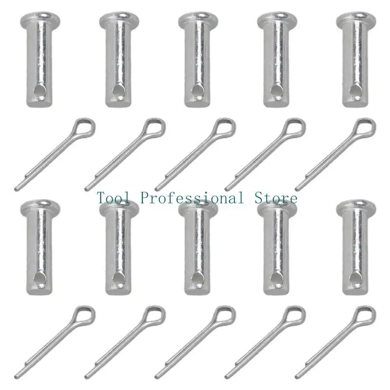 

57QF 10Pcs Single Hole Clevis Pin Fasteners Flat heads Cylindrical Pin Replacement Stainless Steel Link Hinge Pin Enduring