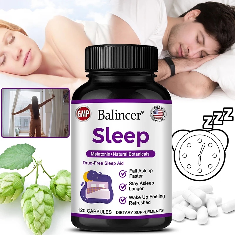 

Sleep Aid, Natural, Non-habit-forming, Supports Longer Sleep, 120 Capsules - Melatonin Capsules