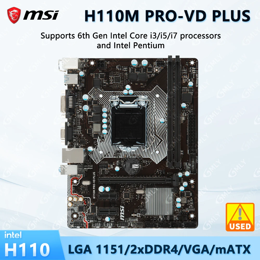 MSI H110M PRO-VD PLUS Intel H110 Micro ATX Motherboard LGA 1151 CPU 6th Gen Core I7 I5 I3 6500 7500 6100 DDR4 Memory SATA III