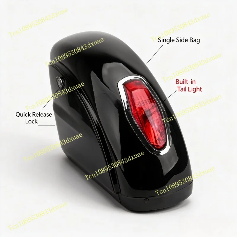 Motorcycle Accessories Small Black Side Luggage Boxes With LED Decor Light Durable Side Saddlebags Storage Bags