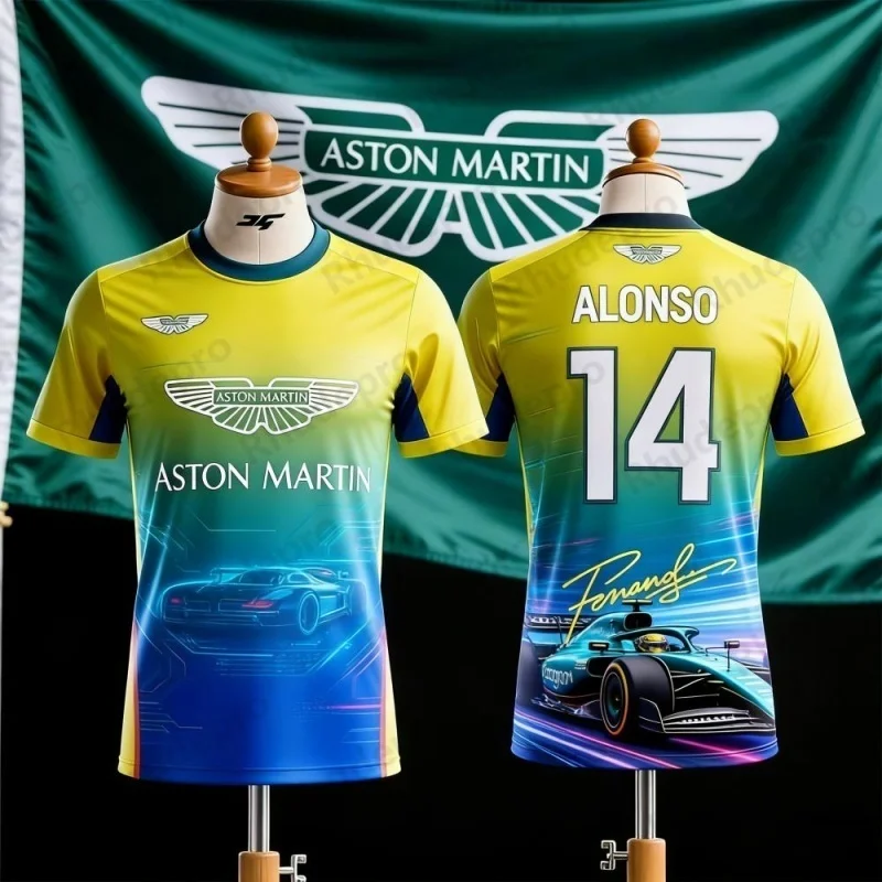 

Футболка с короткими рукавами Aston Martin Team Alonso 14 Racing Theme, унисекс, спортивная, повседневная, летняя, дышащая, с принтом