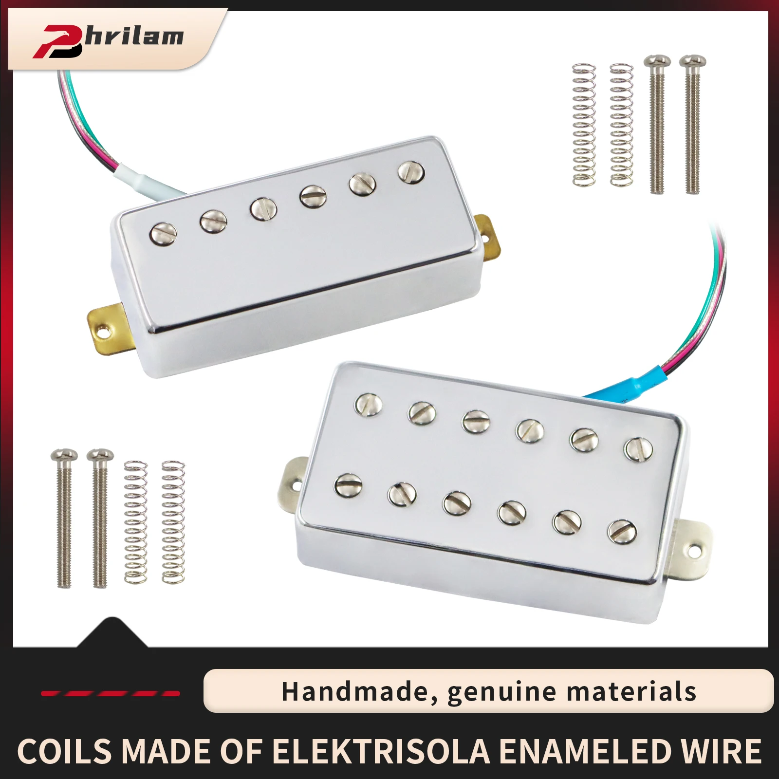 PhrilamHRILAM  Alnico 5  Mini Humbucker Electric Guitar Neck Pickup& Double Coil 12 Hole Humbucker  Bridge Pickup  for L P/FD