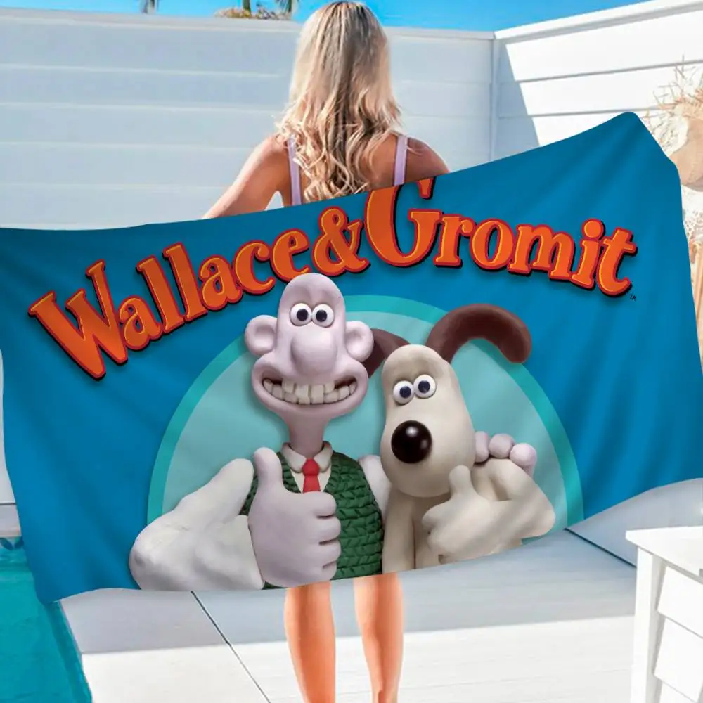 الكرتون W-Wallace و G-Gromit منشفة الشاطئ الكرتون لطيف الصيف الاطفال حمام بركة منشفة الشاطئ ستوكات ماصة للسباحة #3