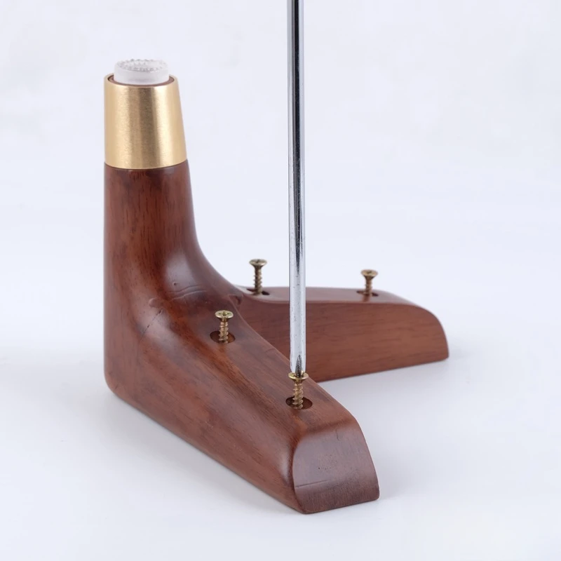 4Pcs Rubber Wood Walnut Stain Triangular Leg Feet With Brass Tip For Sofa Furniture Coffee Bar Cabinet Replacement Screw