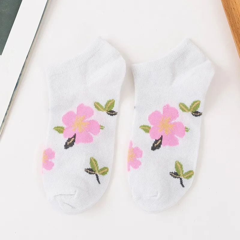 Calcetines invisibles para mujer, medias cortas, finas, pequeñas flores, boca baja, primavera y verano, 5/10 pares