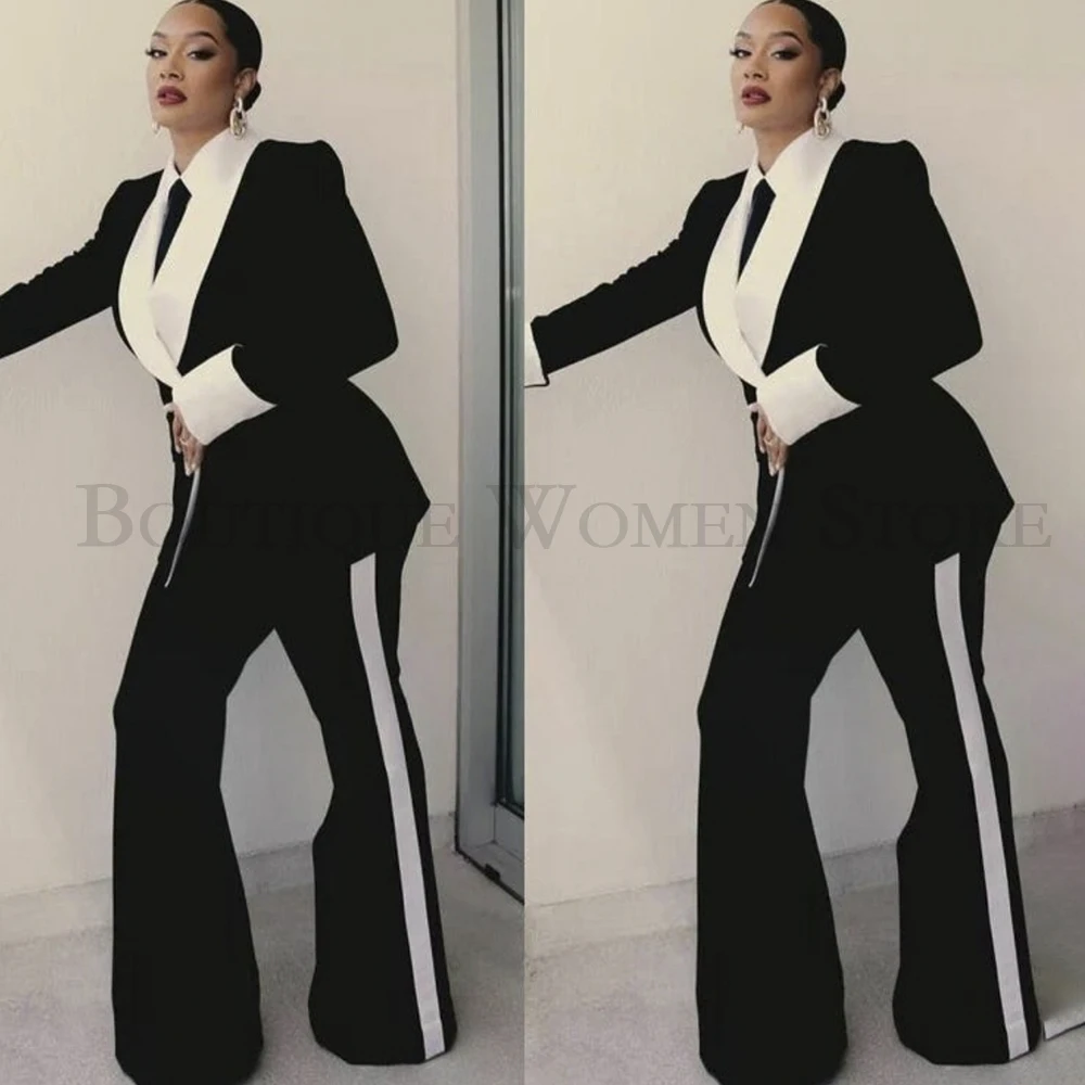 

Elegant Double Breasted Women's Suits 2025 Fashion Shawl Lapel Slim Fit 2 Piece Jacket Pants Sets Formal Female Clothing 2025
