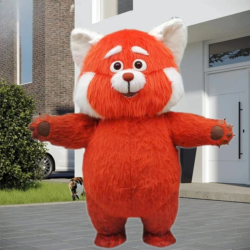 ชุดมาสคอตหมีแดงยักษ์ขนาด 2 เมตร/2.6 เมตร ชุดแฟนซีหมีแพนด้าสีส้มตลกๆ สำหรับงานปาร์ตี้คอสเพลย์  ไม่มีแบตเตอรี่